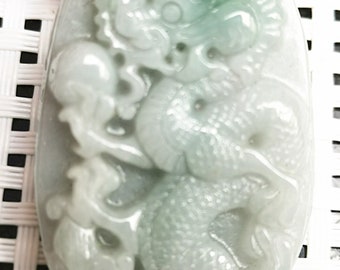 Natural green jade pendant hand-carved dragon mascot talisman IMG_20268