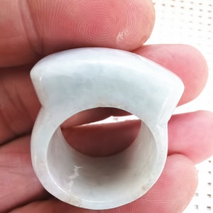 19.62mm Natural white jade engraving ring (US ring sizes: 9 3/4)