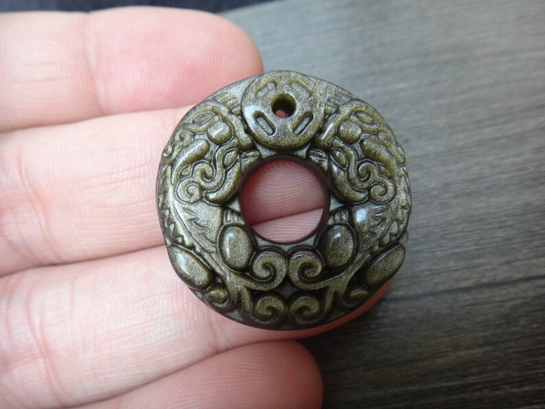 natural gold Obsidian brave troops peace buckle good luck amulet pi yao pendants