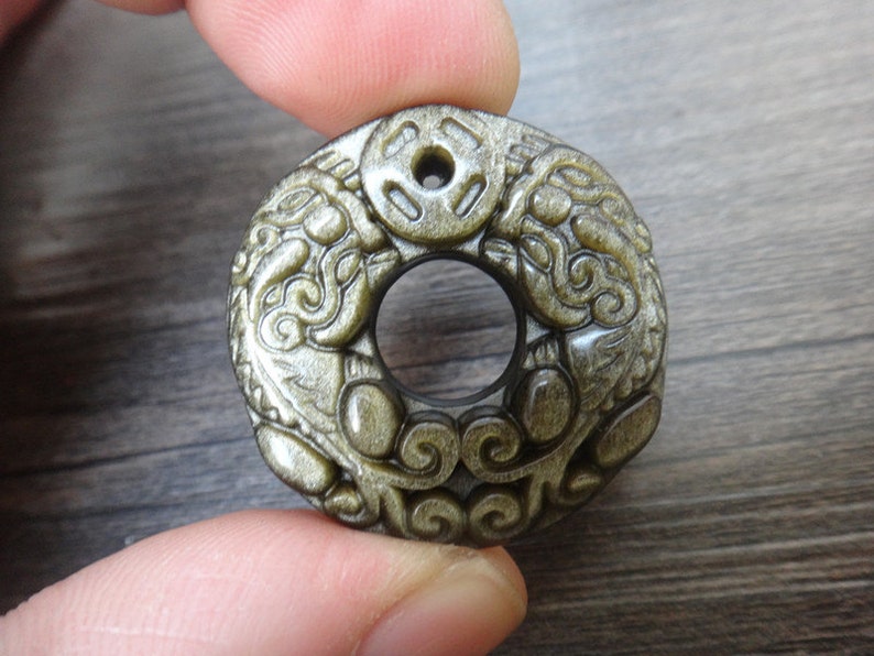 natural gold Obsidian brave troops peace buckle good luck amulet pi yao pendants