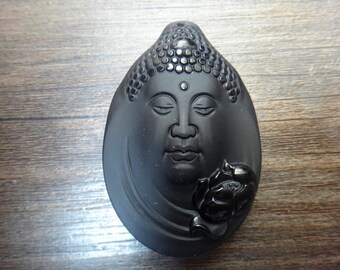 Natural obsidian  Buddha pendant