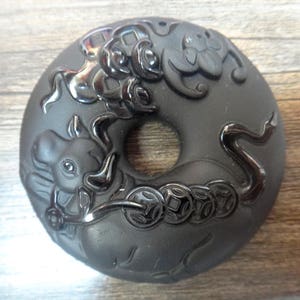 天然黒曜石干支牛チャームペンダント