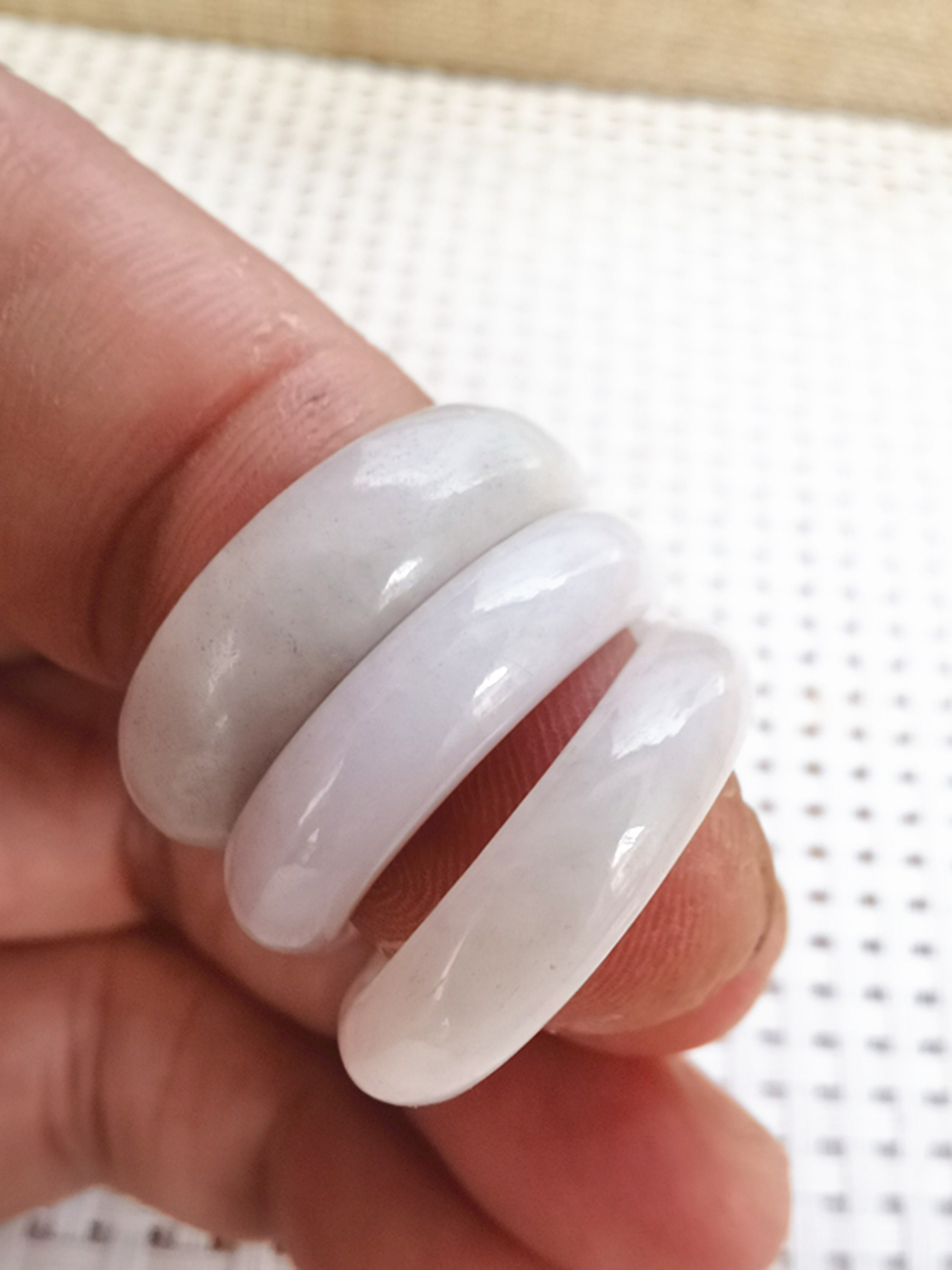 Natural white jade ring Etsy