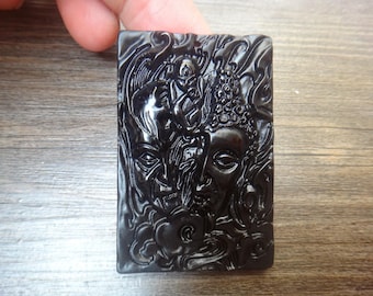 Natural obsidian "Buddha / magic" pendant