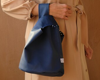 Schwarz / Blau / Gelb japanischer Knoten Tasche, Einkaufstasche, elegante Tasche, japanischer Knoten Tasche, Mini Knoten Tasche, Knoten Stil Geldbörse, Wristlet Tasche, Geschenke für Frau