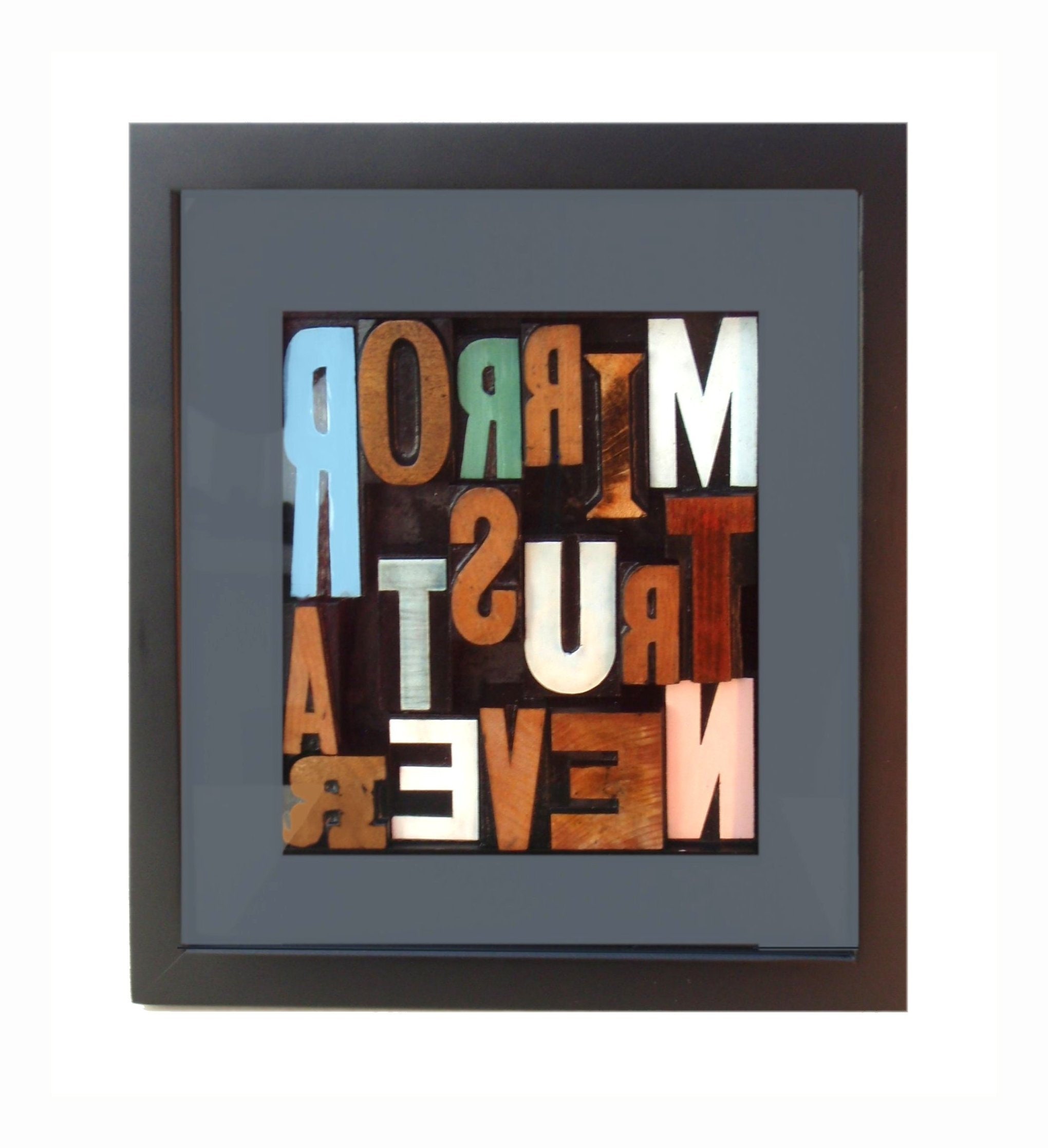 Letterpress artwork Never trust a mirror' | Etsy