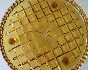 Vintage Amber cut glass plate