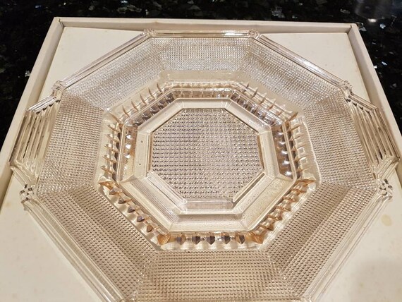 Vintage Minerva Rose Glass Cake Plate Art Deco Inspired 1970s Etsy