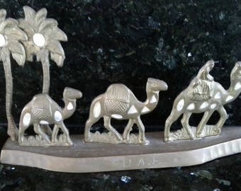 Brass and mother of pearl inlay  decorative camel souviner from United Arab Emirates