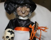 Halloween Witch w Spiders, Skull and Pumpkin w Black Cat w Skeleton, Great for Halloween Parties, Decoration