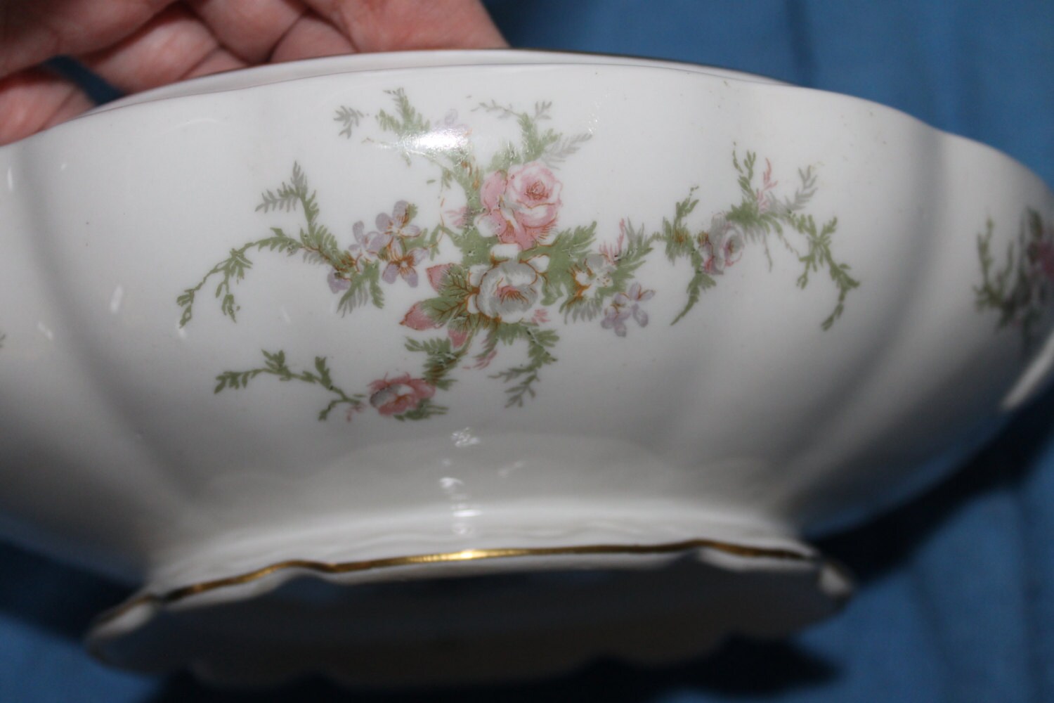 Royal Jackson Fine China Serving Bowl w Handles Flowers Etsy