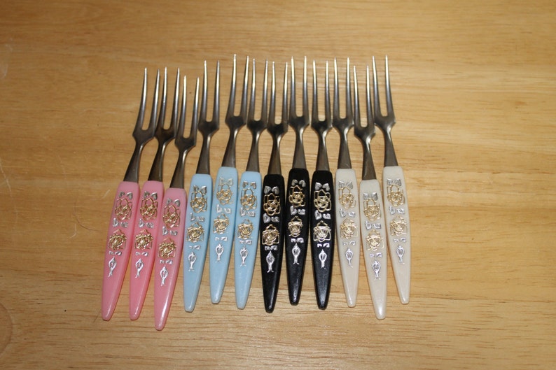 Cocktail Forks Set of 12 Japanese Multicolored Home Etsy