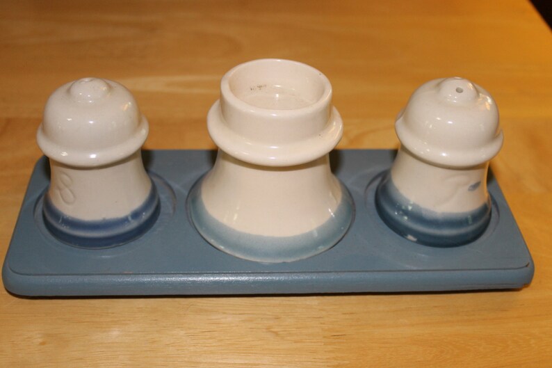 Salt and Pepper Shakers w Candle Holder in Middle Country Etsy