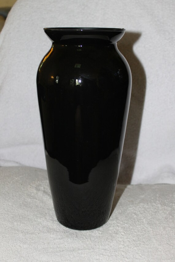Vintage Tall Black Shiny Vase Very Tall Beautiful Vase Etsy