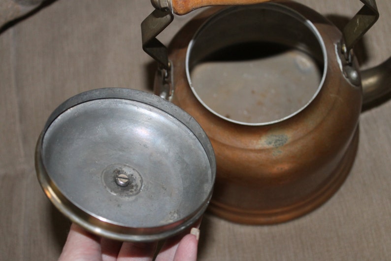 Vintage Copper Teapot with Brass Spout Lid and Fixtures w Etsy
