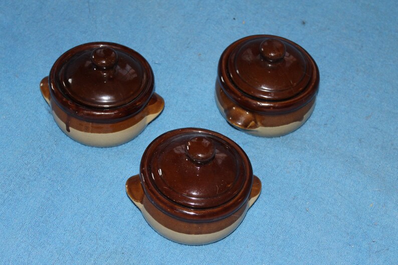 Good Price Three Crocks All Have Lids Ceramic Handmade Hand Glazed Clay Glazed Pottery Home Decoration and Collectible Displayable
