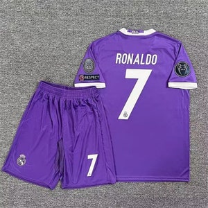 Saison 2016-2017 Real Madrid Auswärts-Trikot, Nr. 7 Ronaldo Retro-Trikot, Champs-League-Kurzarm-Fußballtrikot-Set Bild 2