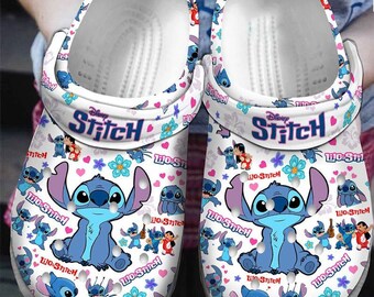 Personalized Name With Lilo Stitch Crocband Clogs Shoes, Clogs Shoes For Men Women and Kid, Funny Clogs Crocs, Crocband, Holiday Funny Gift