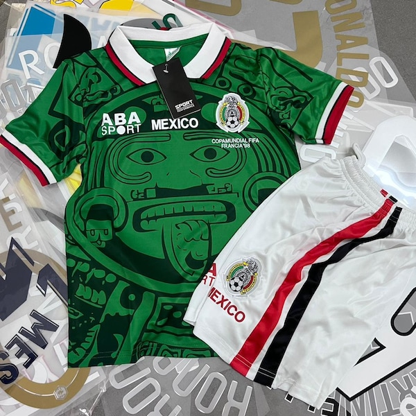 Camiseta de México Retro 1998 Camiseta de Fútbol, Camiseta de Fútbol Masculino, Selección Nacional de Fútbol de México Deportes AZ, Camiseta Clásica de Fútbol de Fútbol Retro