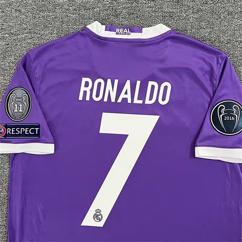 Saison 2016-2017 Real Madrid Auswärts-Trikot, Nr. 7 Ronaldo Retro-Trikot, Champs-League-Kurzarm-Fußballtrikot-Set Bild 3