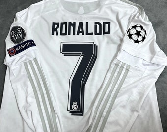 Custom name and number Real Madrid 15_16 Home White Long Sleeve “Ronaldo #7”