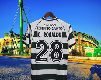 Custom name and number 02-03 Portugal Sporting Lisbon Home Jersey, No. 28C Ronaldo Retro Short Sleeve Football Jersey, gift fan