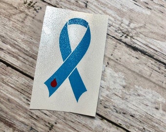 Type 1 diabetes awareness ribbon car decal 2"
