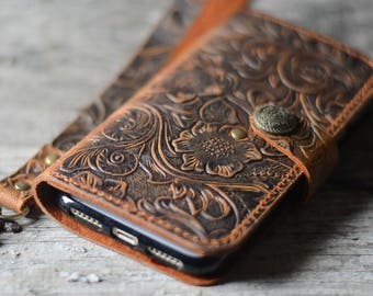 Genuine leather Wallet IPhone 15 Pro Max / 15 pro / 15 plus / 14 /  13  /  13 Pro  / 12 / XR  leather Case Wallet wristlet