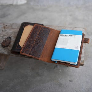 Distressed Genuine leather travel  index cards cover for moleskine Leuchterm 1917 A6 notebook and  3x5 cards  refillable notepad