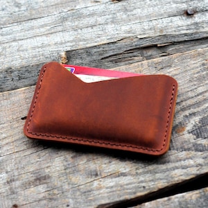 personalized Slim Genuine Leather Card Holder , Men&#39;s Minimalist Card Holder Distressed Leather Wallet Leather Card Holder for him