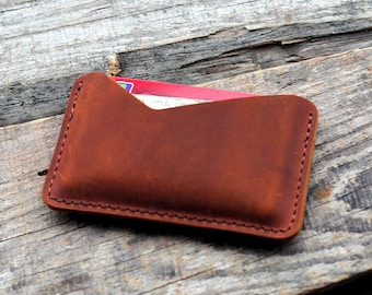 Porte-cartes personnalisé mince en cuir véritable, porte-cartes minimaliste pour hommes, portefeuille en cuir vieilli, porte-cartes en cuir pour homme