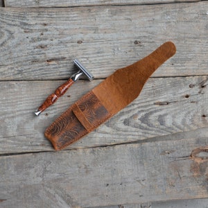 Handmade Leather Travel Pouch  RazoRock / Taylor Of Old Bond Street  Leather Safety Razor Case , Double Edge Razor , Men&#39;s Shaving Razor