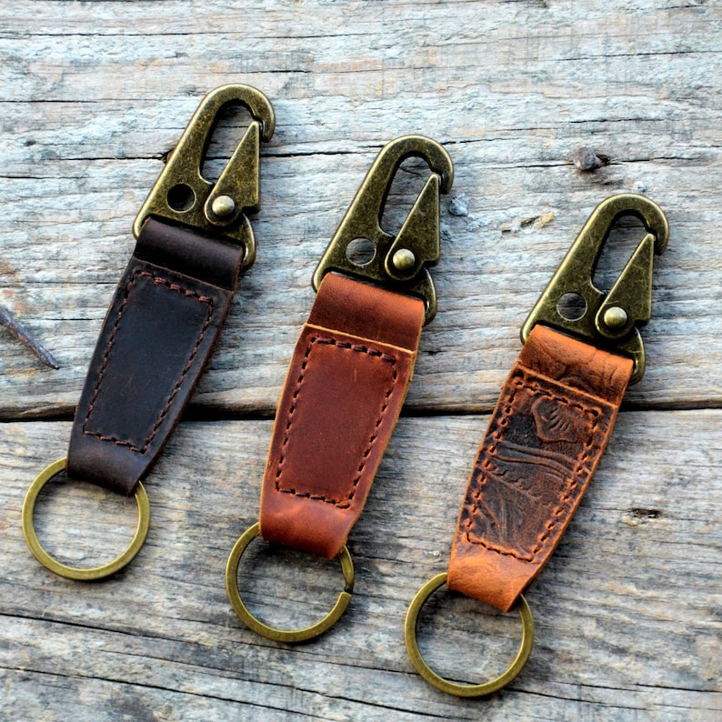 Leather Style Keychains Personalized Leather Keychain, Leather Clip Keychain, Edc Keychain ...