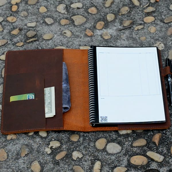 Rocketbook Cover Distresse Genuine Leather Notebook Cover for Everlast Fusion Moleskin A5 Executive 6" x 8.8" / A4 Letter Size 8.5 x 11 inch