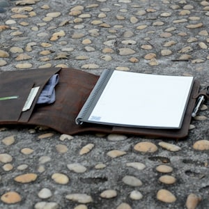 Rocketbook Cover Smart Distressed Genuine Leather Notebook Cover for Everlast Fusion Wave Moleskin A5 Executive / Letter Size   6&quot; x 8.8&quot;