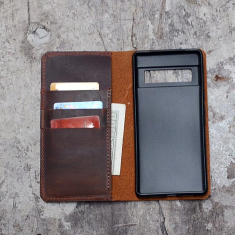 Genuine leather Wallet Google Pixel 8 8a 7 pro 5g 7a case Pixel 6a Leather Wallet Case Google Pixel 6 leather case Pixel 8 pro case image 7