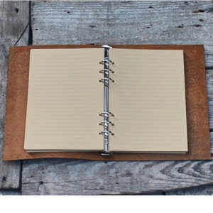 Personalizado simples a5 couro anel pasta caderno capa filofax a5 diário capa a6 couro angustiado recarregável recarga diário