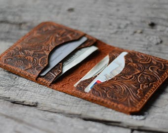 Portefeuille minimaliste à deux volets personnalisé, Portefeuille minimaliste en cuir vieilli avec porte-cartes pour homme - | Portefeuille personnalisé à deux volets en cuir marron