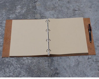 Personalizado Simple A4 cuero 4 anillo carpeta cubierta de cuaderno A4 Cubierta de diario Cuero desgastado A4 recargable diario diario