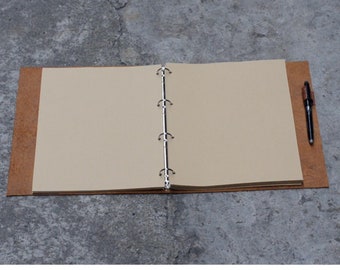 Personalized Simple A4 leather 4 ring binder notebook cover A4  Diary Cover  Leather  distressed leather A4 refillable refill journal diary