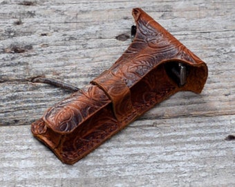 Personalized vintage distressed leather razor Pouch Leather Safety Razor Case Double Edge Razor Razor 3"-3.2 "