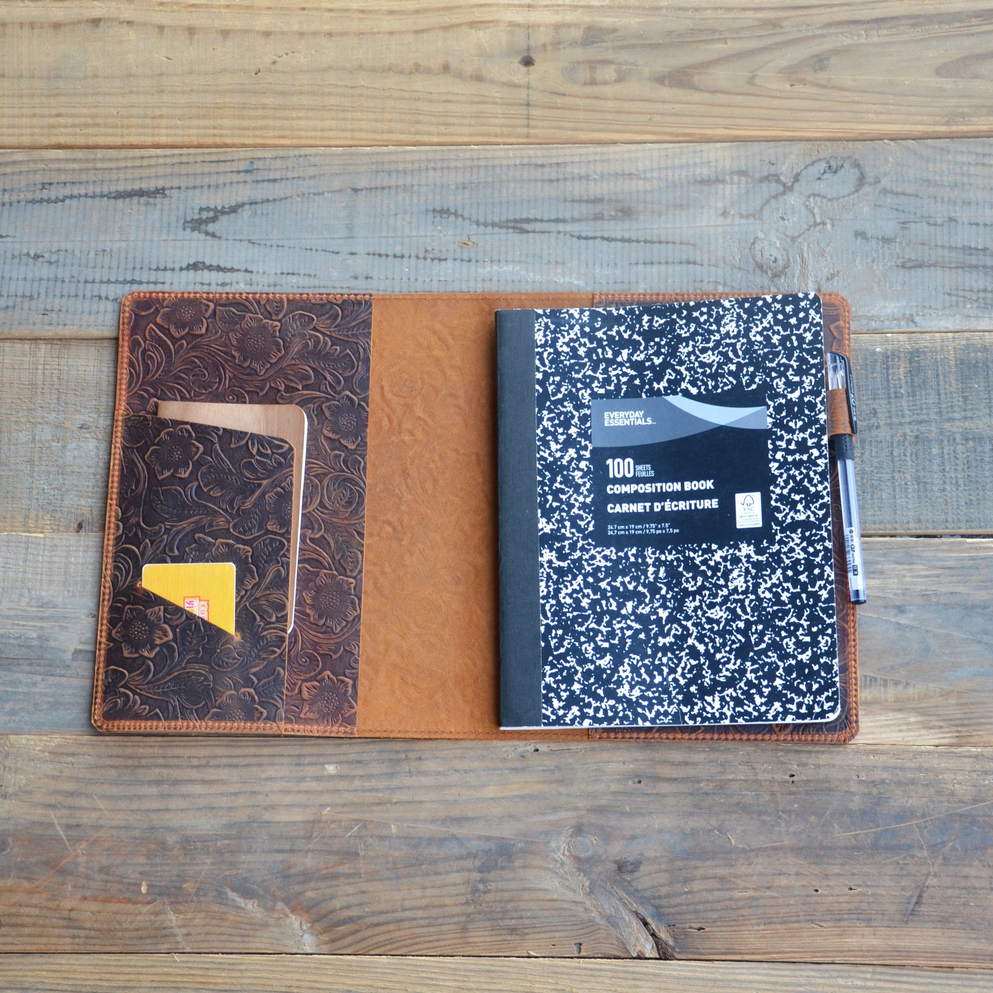 Personalized Genuine Leather Journal Notebook Cover Composition 9.75