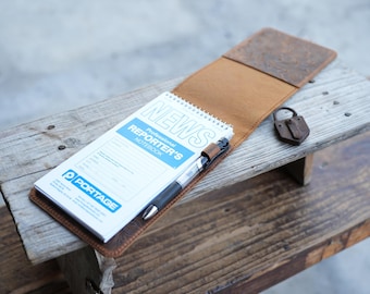 Leather Field Notes Reporter's Notebook 3.75" × 8" Spiral Memo Pocket Notepad, portage  Steno Note Book Reporters & Journalists 4" x 8"