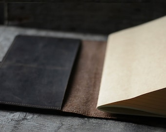 Custodia in pelle personalizzata Midori Travel Journal per quaderno A5 / appunti di campo, semplice quaderno in pelle ricaricabile A5