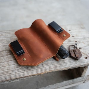 Funda de cuero genuino para cuchillos plegables multiherramientas, soporte para linterna EDC, soporte para bolígrafos y funda para cuchillos Olight Seeker Pro 3