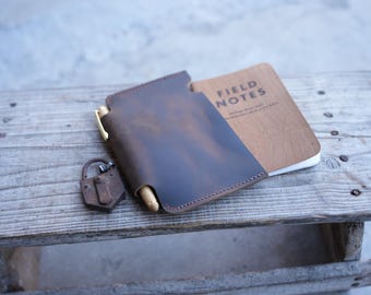 Leather Field Notes Sleeve Wallet Slim Travel Journal Wallet Leather Notebook for  field notes Pocket  Leather  Wallet Cover 3.5" x 5.5"