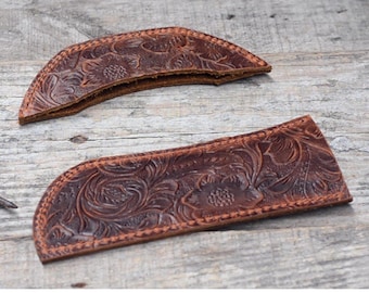 leather pot holder SET of 2  leather skillet handle cover case for Lodge cast   Iron Leather Handle  Cover Skillet Handle Cover