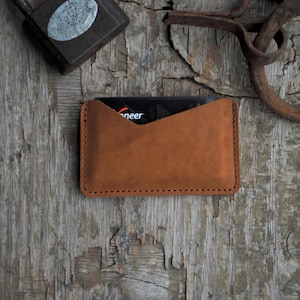 Personalized Leather Card Case, Men&#39;s Cardholder, Business Card Holder,  Mini Wallet Distressed  Genuine  Slim  Leather Card Holder