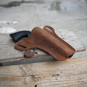 Genuine Leather Gun revolver Belt Owb  Holster For Smith & Wesson Model 686 586 PLUS Colt Python  L Frame Holster 2.5 “ 3” 4“ 4.25" 5" 6" 7"