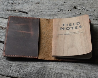 Leather Journal Cover for Field Notes Moleskine Cahier Notebook Pocket size 3.5&quot; x 5.5&quot; Vintage Refillable Notepad